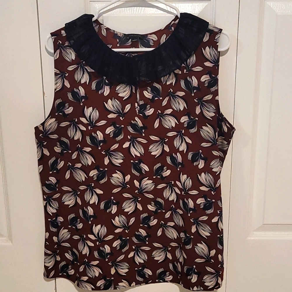 Ann Taylor floral sleeveless blouse